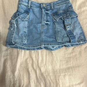 We The Free Blue Denim Skirt